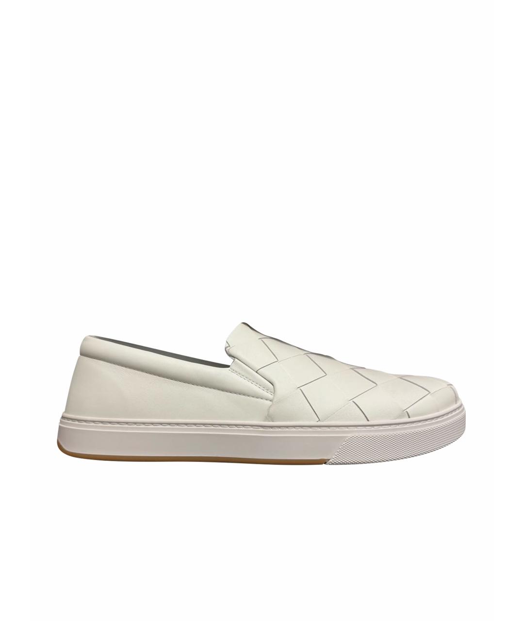 BOTTEGA VENETA Белые кожаные слипоны, фото 1