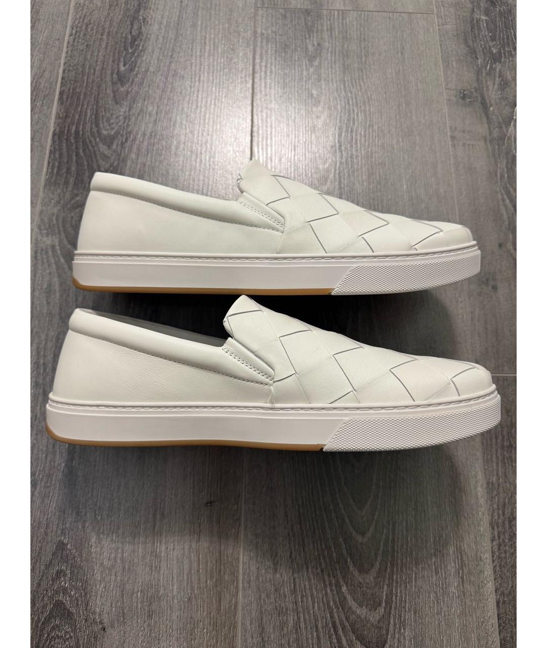 BOTTEGA VENETA Белые кожаные слипоны, фото 5