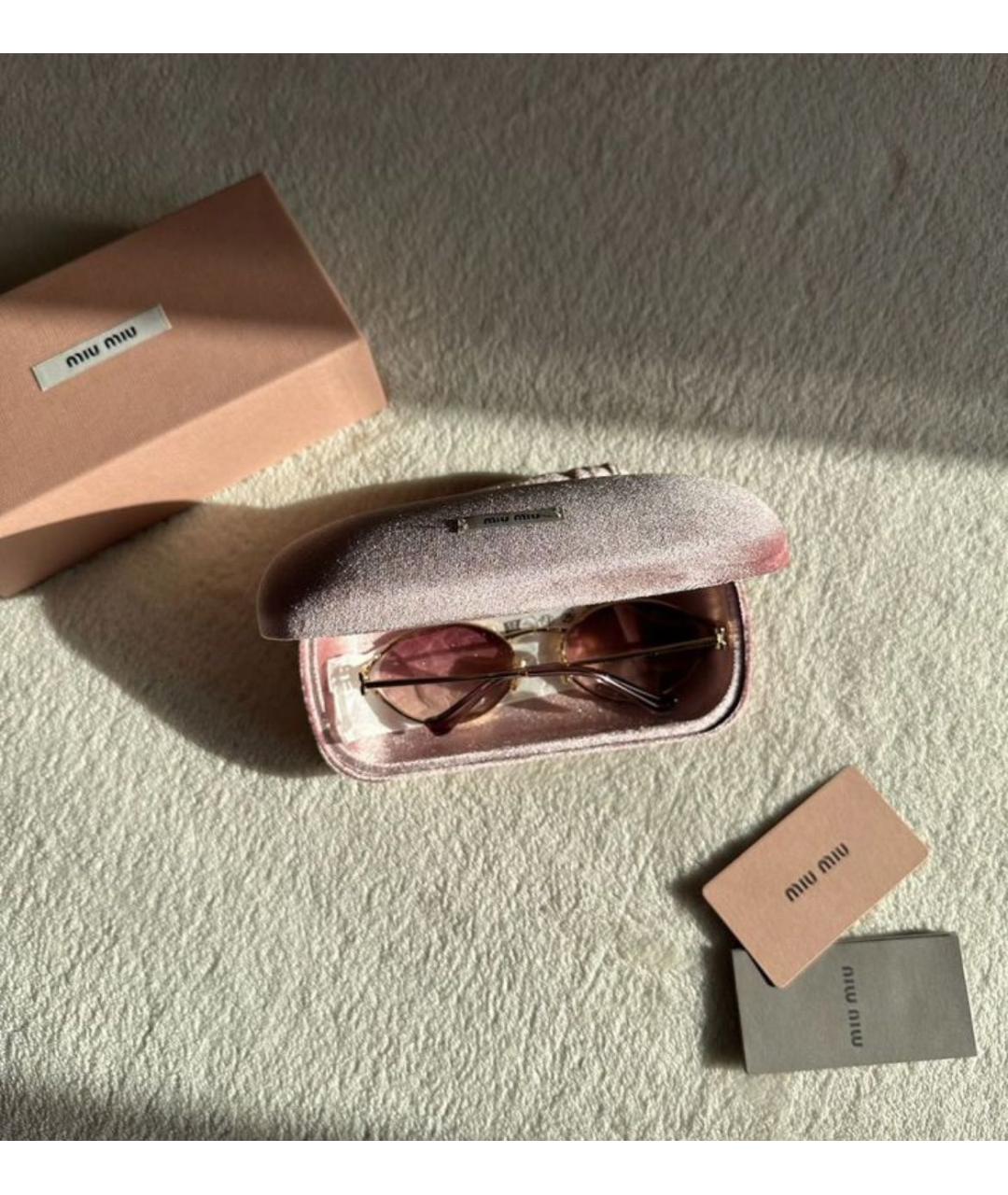 MIU MIU Розовые металлические солнцезащитные очки, фото 5