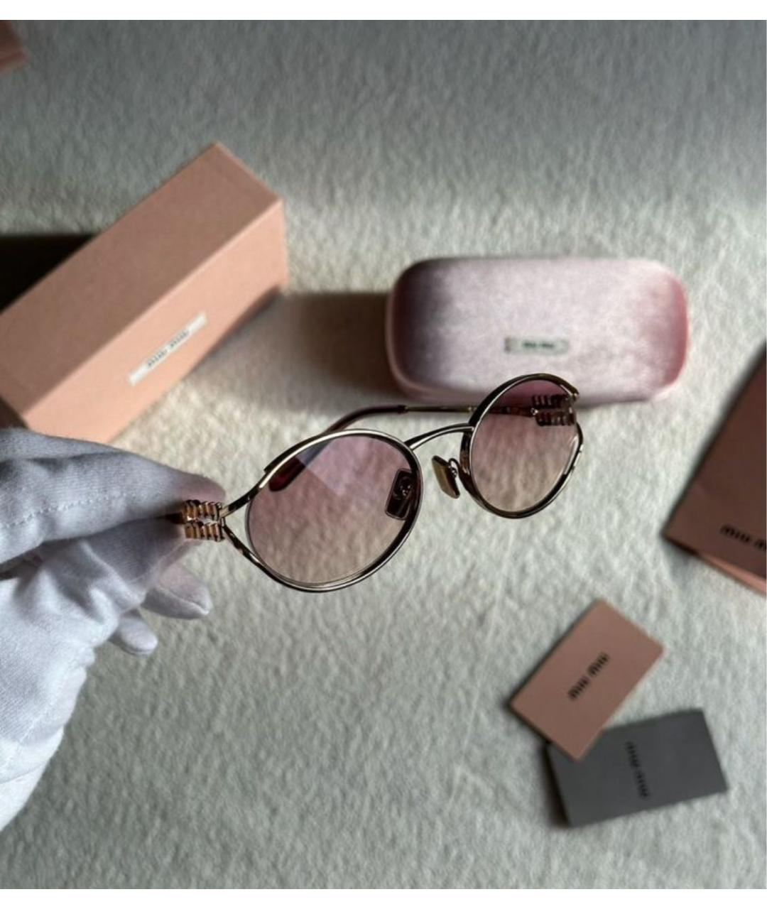 MIU MIU Розовые металлические солнцезащитные очки, фото 2