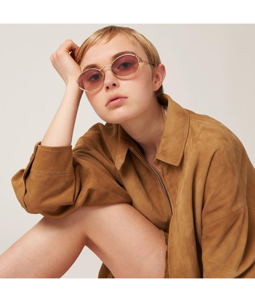 MIU MIU Розовые металлические солнцезащитные очки, фото 6