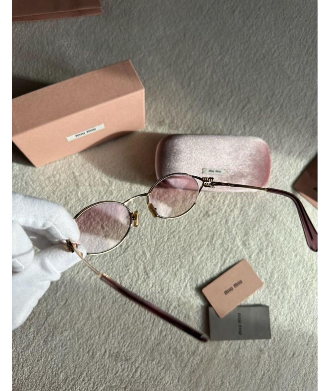 MIU MIU Розовые металлические солнцезащитные очки, фото 4