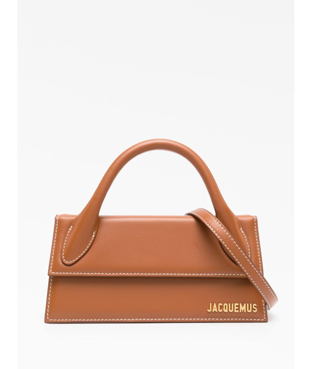 JACQUEMUS Коричневая кожаная сумка с короткими ручками, фото 4