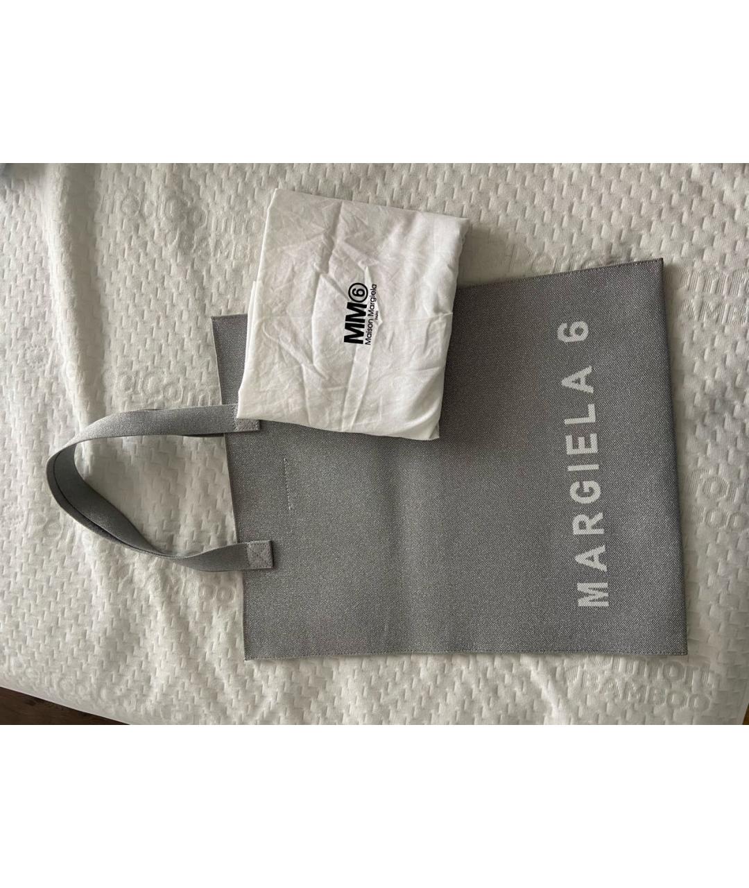 MM6 MAISON MARGIELA Серебряная тканевая сумка тоут, фото 2