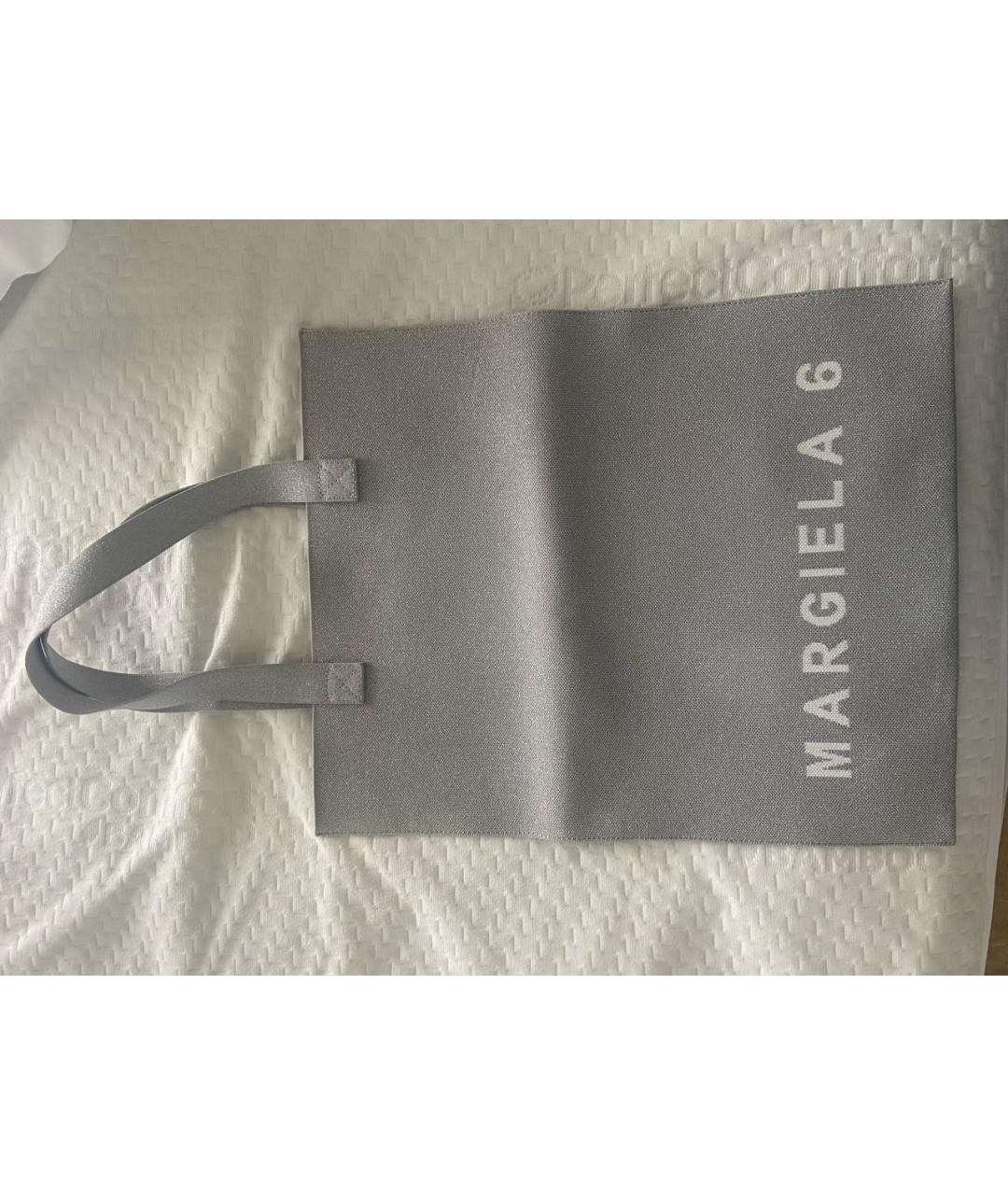 MM6 MAISON MARGIELA Серебряная тканевая сумка тоут, фото 3