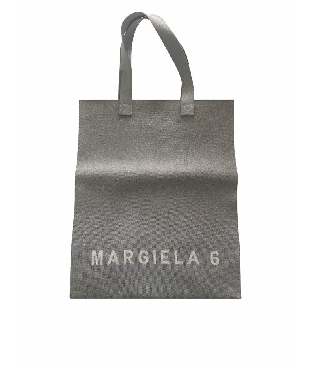 MM6 MAISON MARGIELA Серебряная тканевая сумка тоут, фото 1
