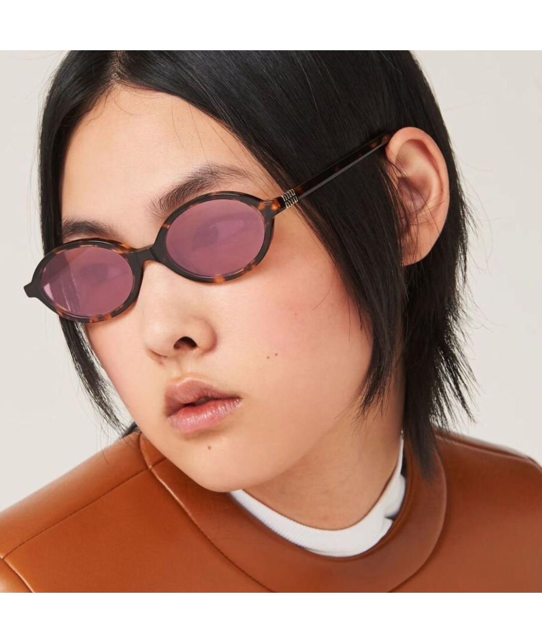 MIU MIU Коричневые пластиковые солнцезащитные очки, фото 5
