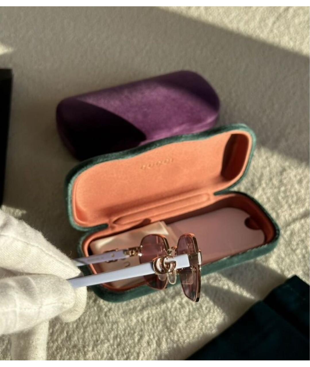 GUCCI Фиолетовые металлические солнцезащитные очки, фото 4
