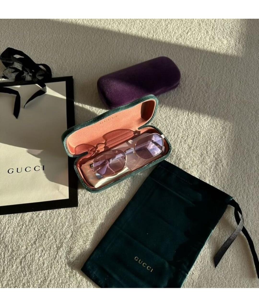 GUCCI Фиолетовые металлические солнцезащитные очки, фото 5