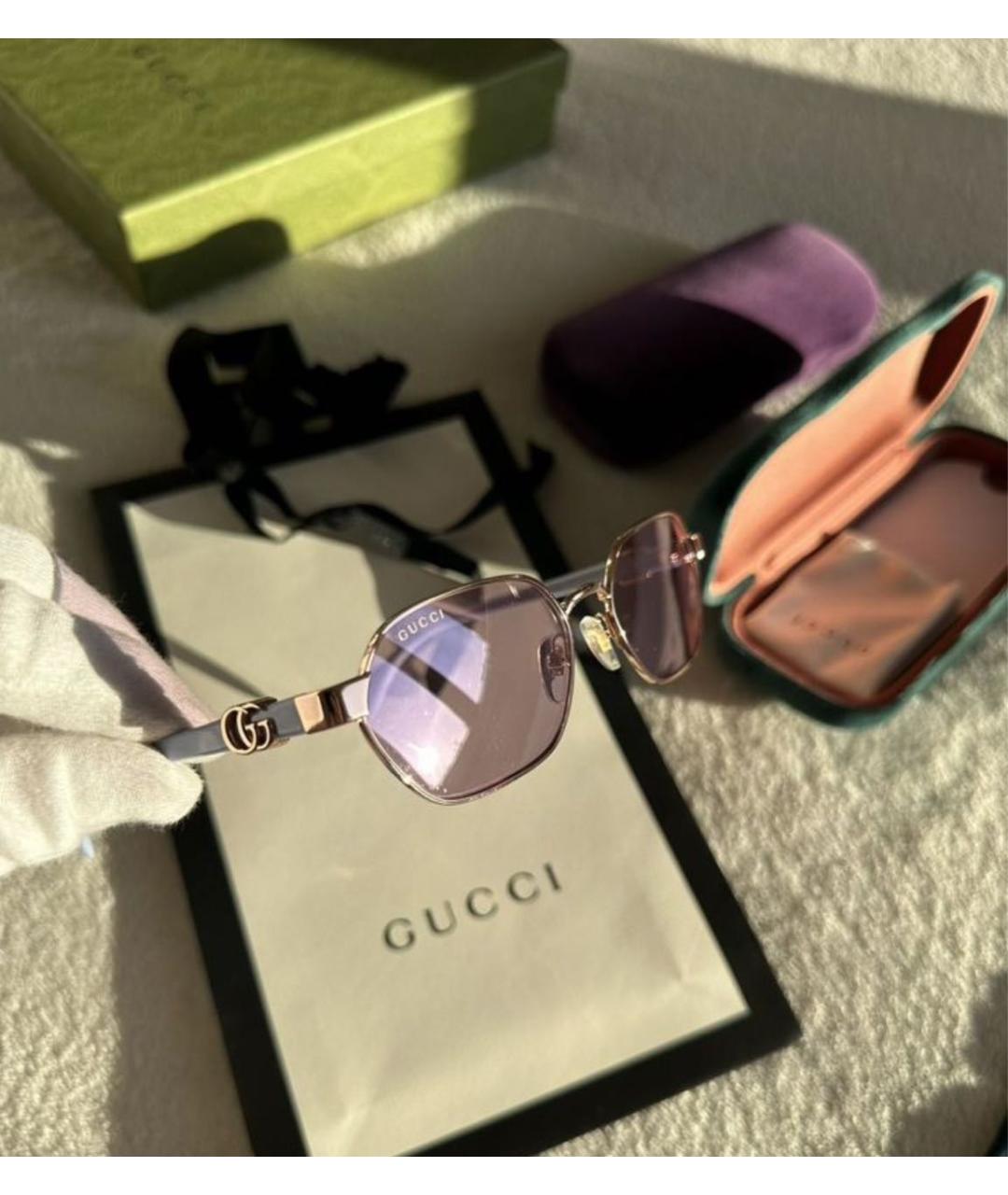 GUCCI Фиолетовые металлические солнцезащитные очки, фото 3