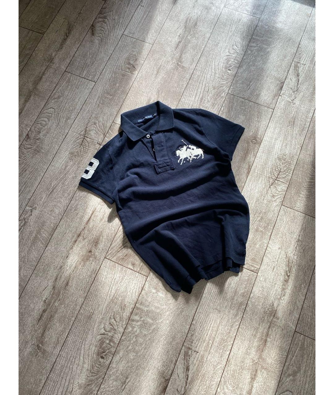 POLO RALPH LAUREN Темно-синяя хлопковая футболка, фото 4