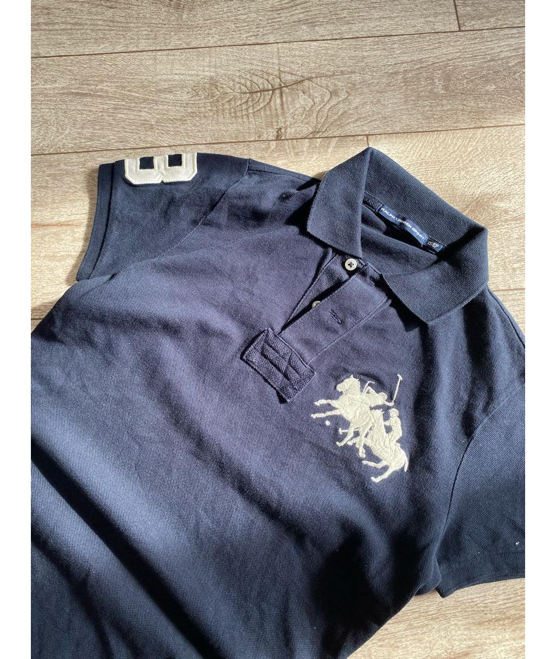 POLO RALPH LAUREN Темно-синяя хлопковая футболка, фото 3