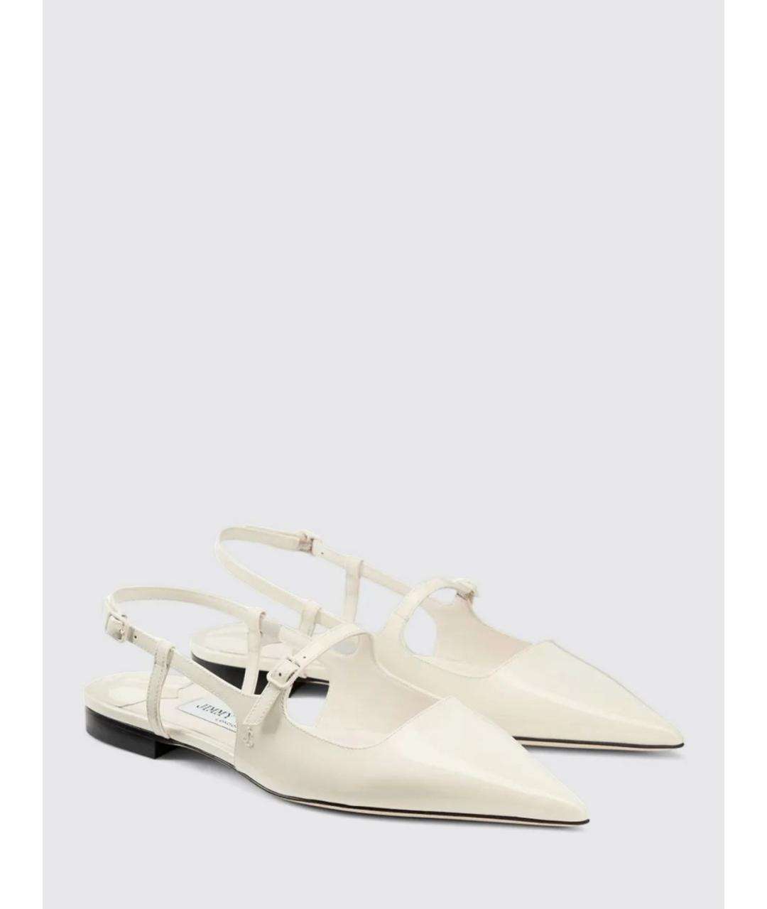 JIMMY CHOO Белые балетки из лакированной кожи, фото 2