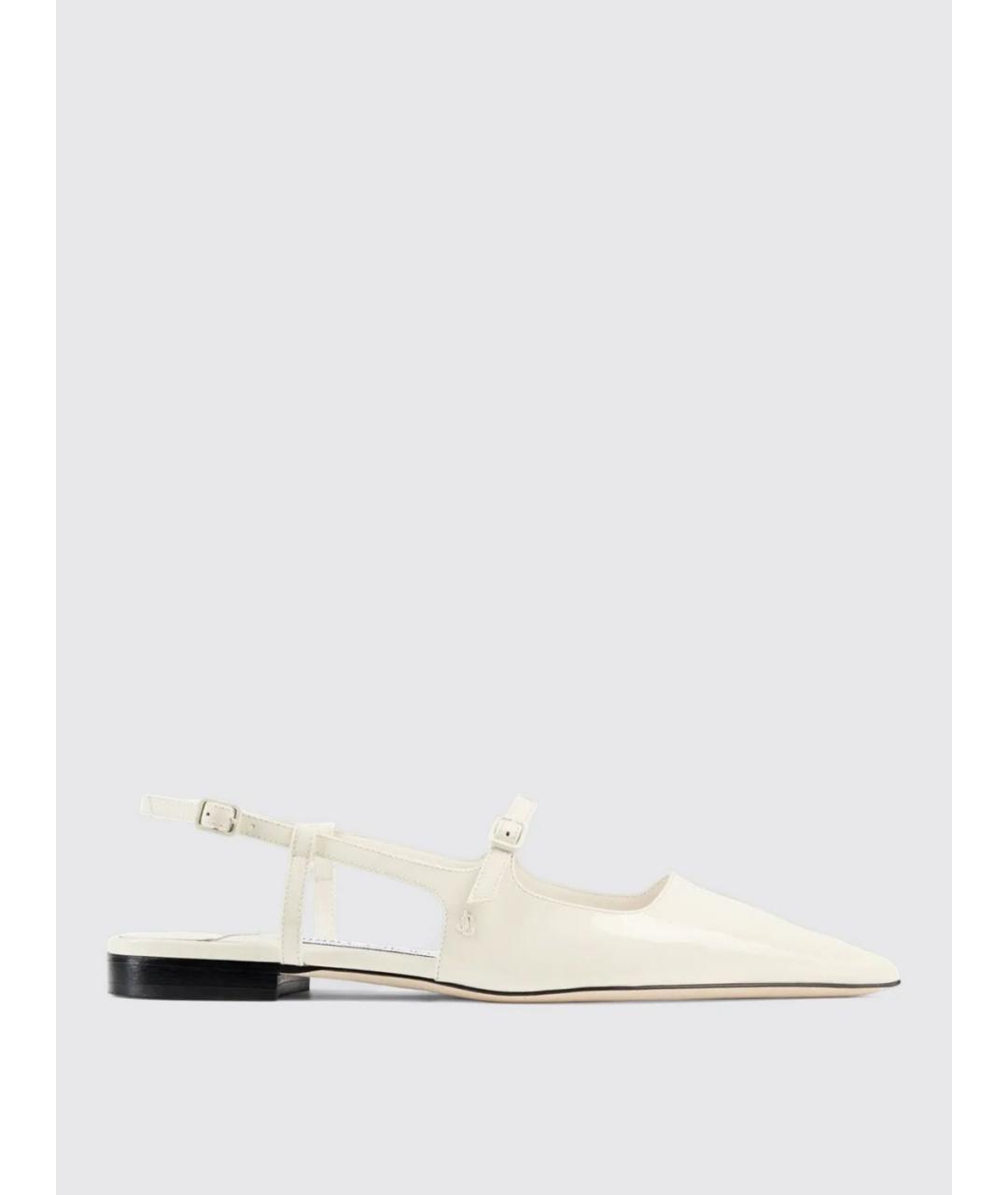 JIMMY CHOO Белые балетки из лакированной кожи, фото 5