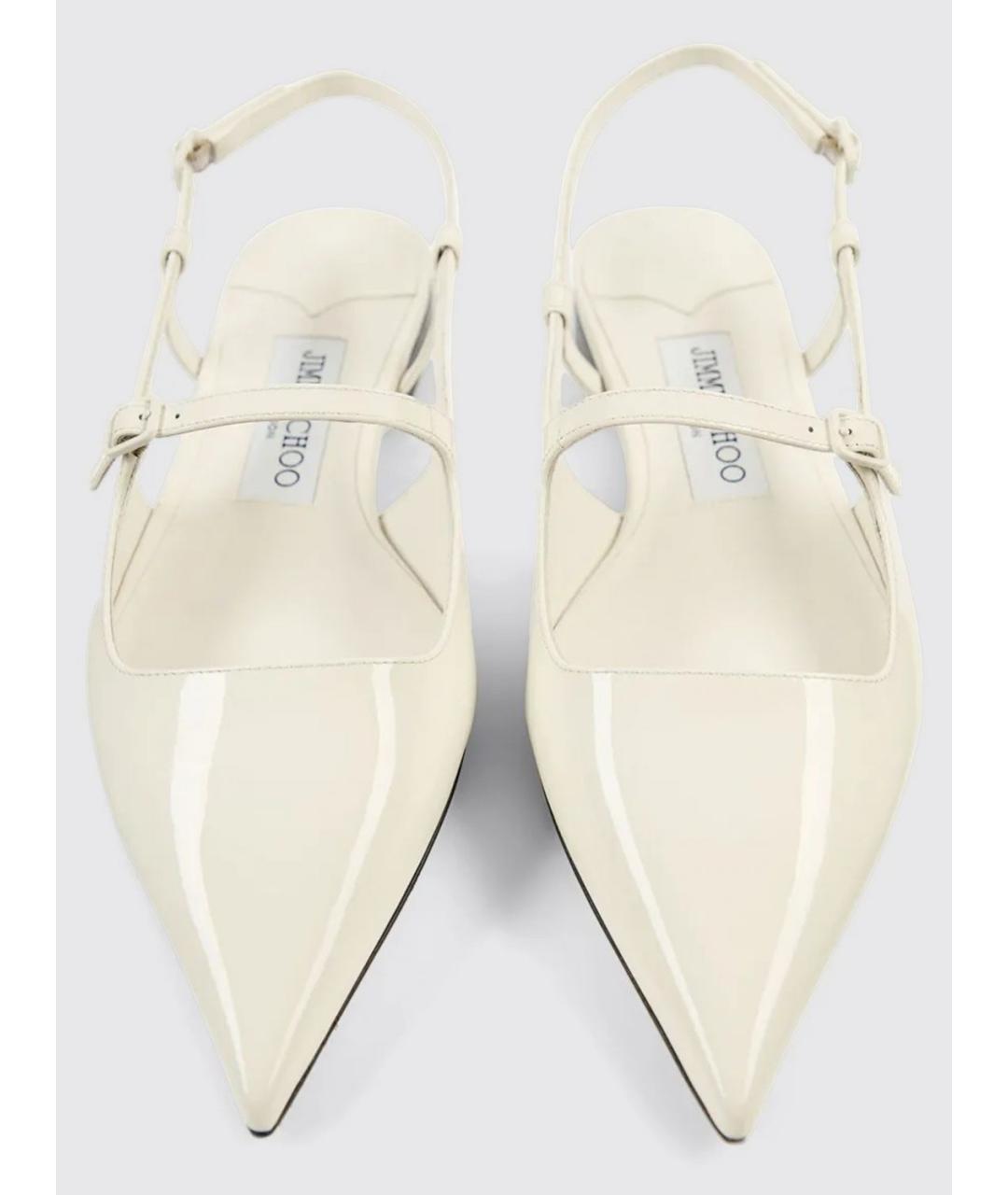 JIMMY CHOO Белые балетки из лакированной кожи, фото 4