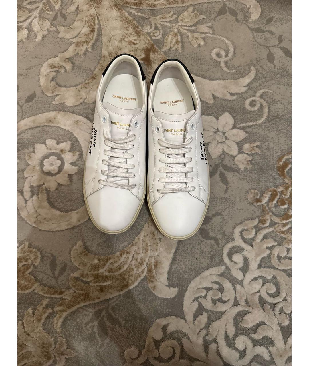 SAINT LAURENT Белые кожаные кеды, фото 2