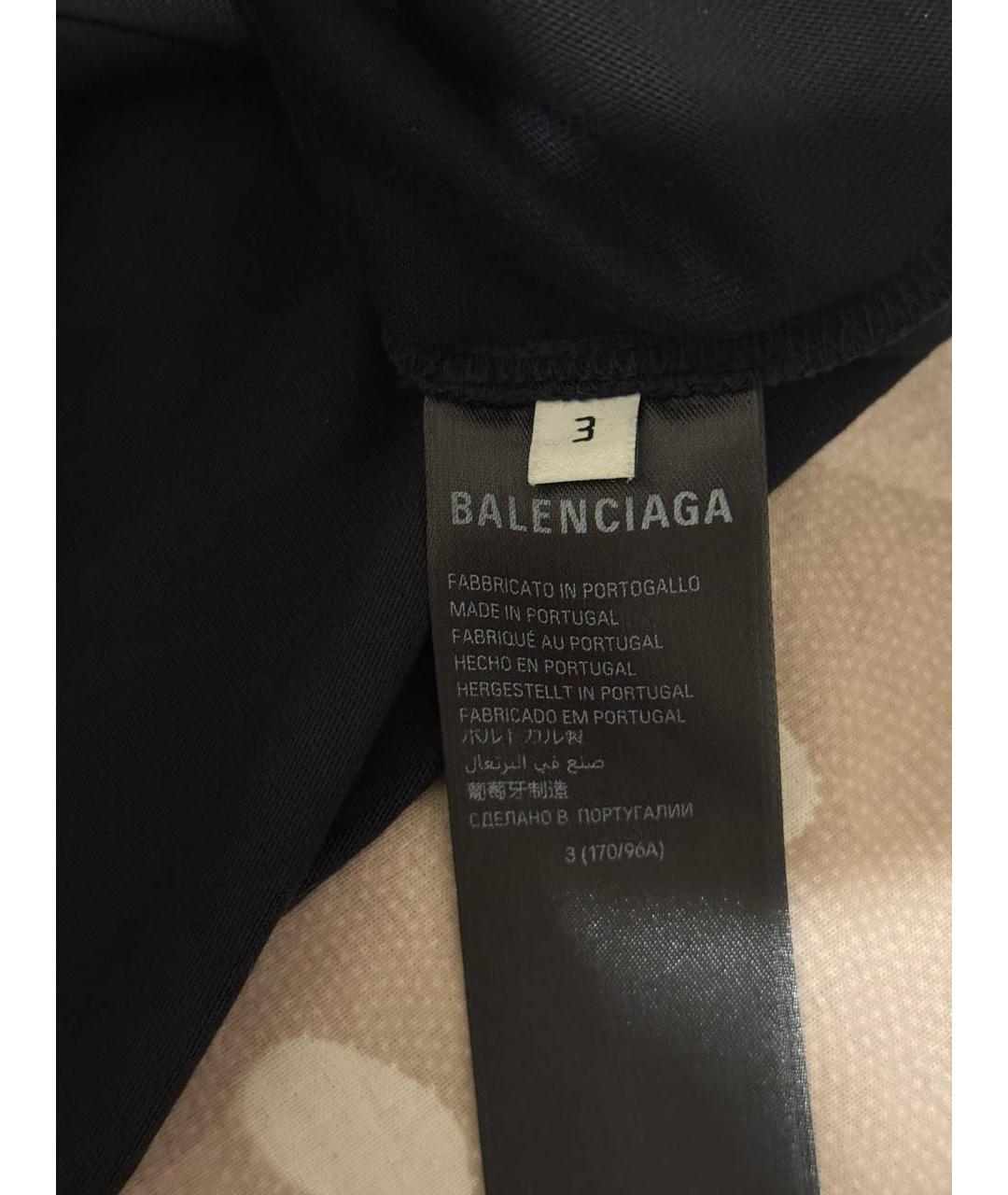 BALENCIAGA Черная хлопковая футболка, фото 4