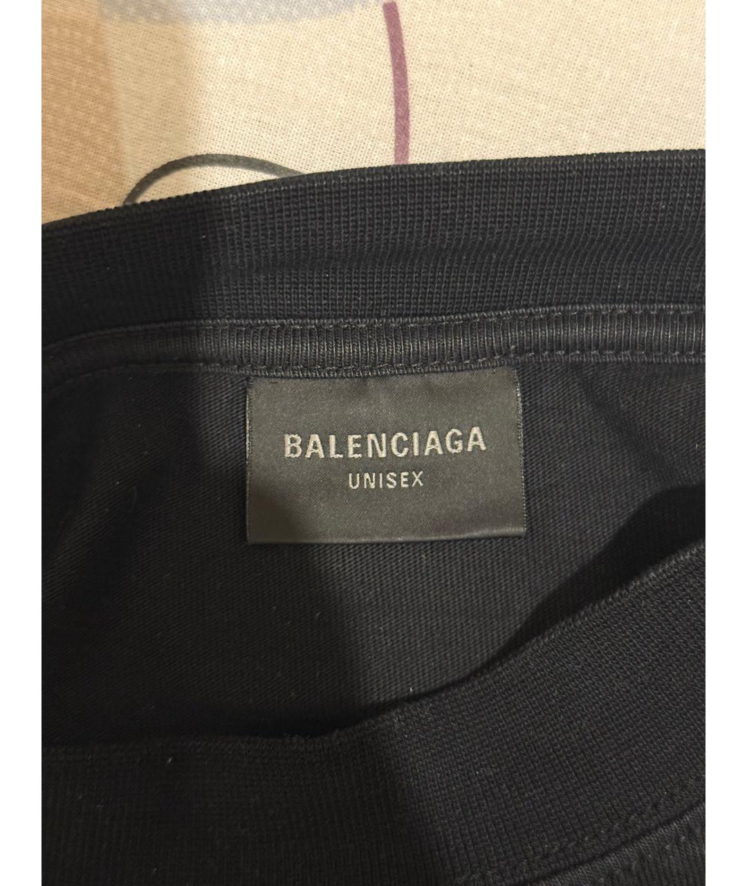 BALENCIAGA Черная хлопковая футболка, фото 3