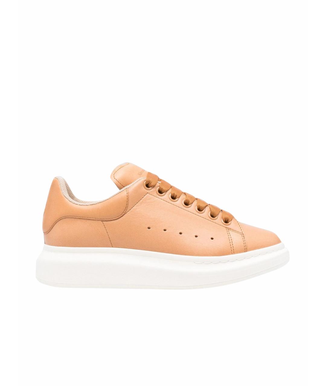 ALEXANDER MCQUEEN Коралловые кожаные низкие кроссовки / кеды, фото 1