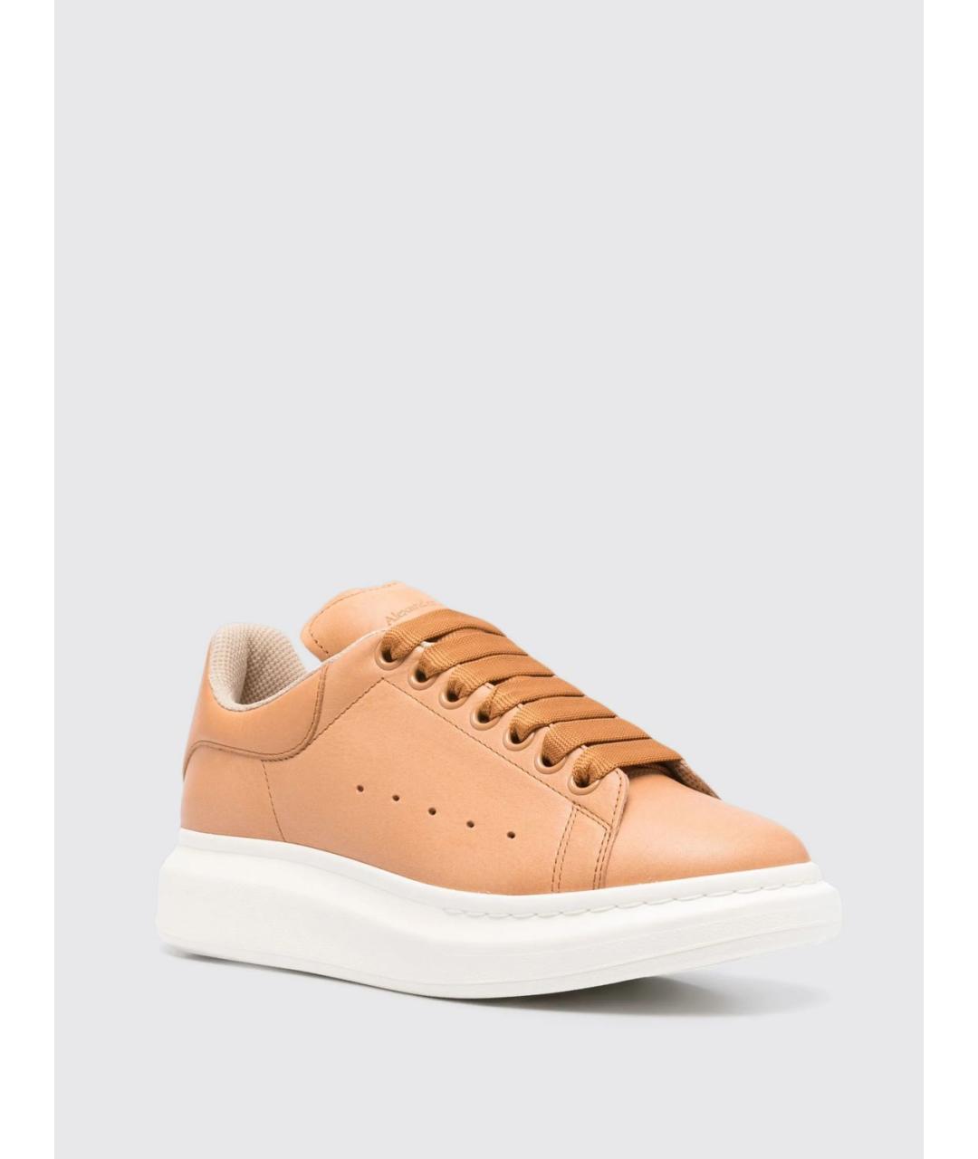 ALEXANDER MCQUEEN Коралловые кожаные низкие кроссовки / кеды, фото 2
