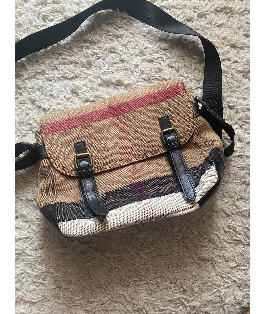 BURBERRY Бежевая тканевая сумка на плечо, фото 2