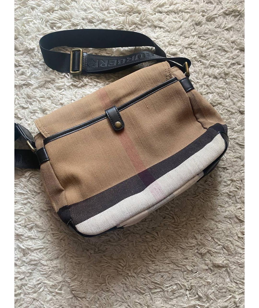 BURBERRY Бежевая тканевая сумка на плечо, фото 3