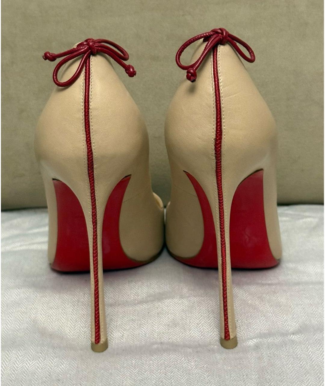 CHRISTIAN LOUBOUTIN Бежевые кожаные туфли, фото 2