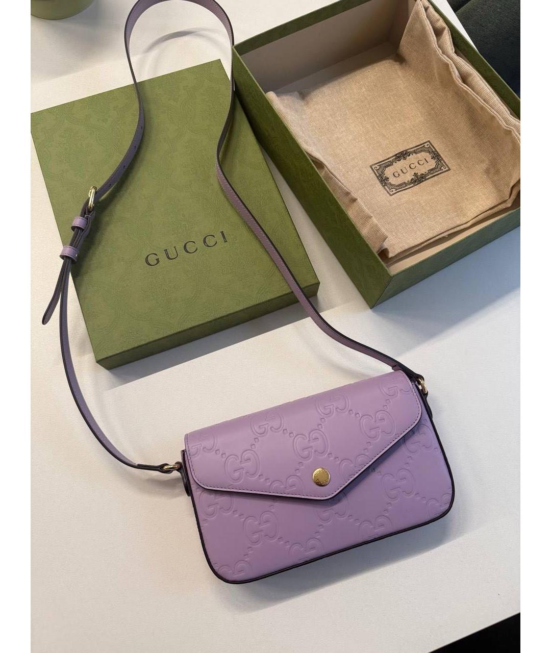 GUCCI Фиолетовая кожаная сумка через плечо, фото 6