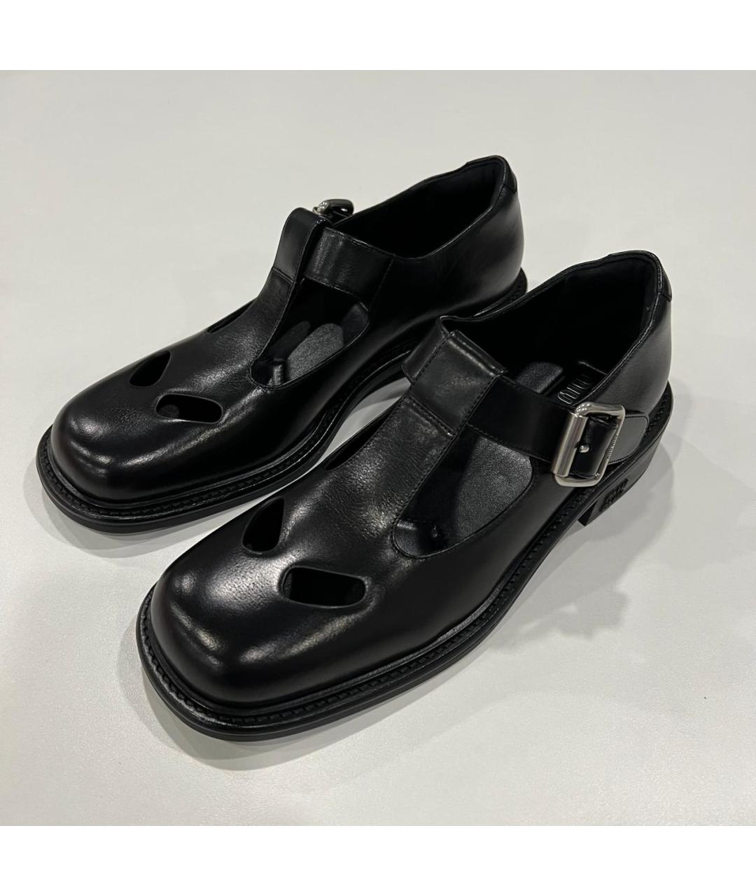MIU MIU Черные кожаные сандалии, фото 2