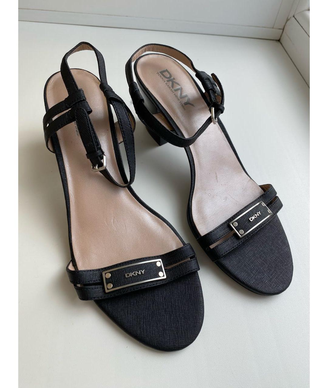 DKNY Черные кожаные босоножки, фото 2