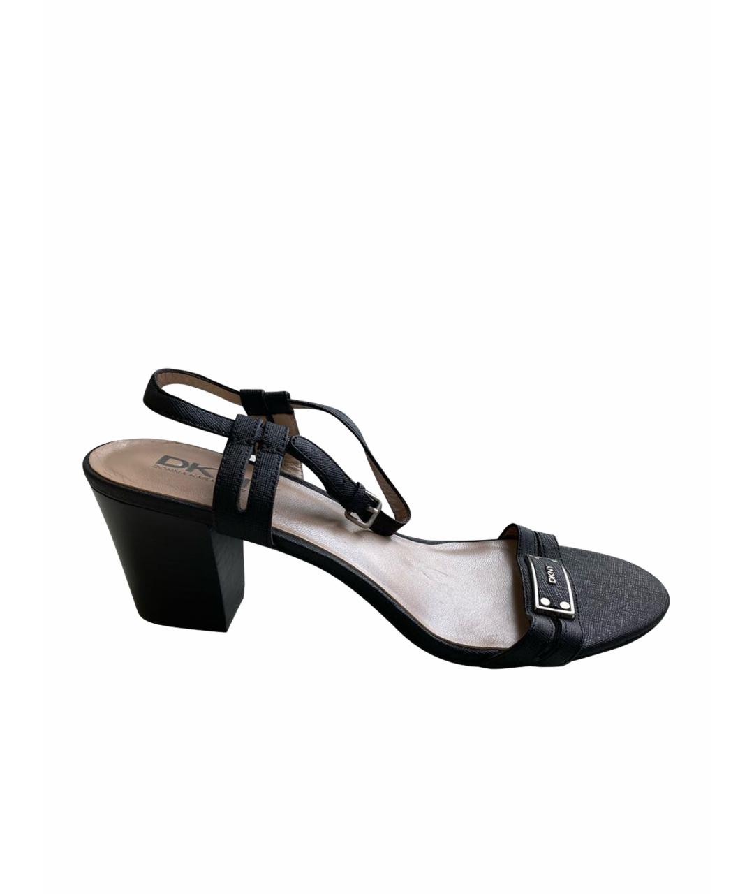 DKNY Черные кожаные босоножки, фото 1