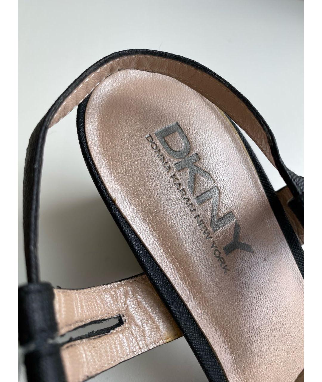DKNY Черные кожаные босоножки, фото 4
