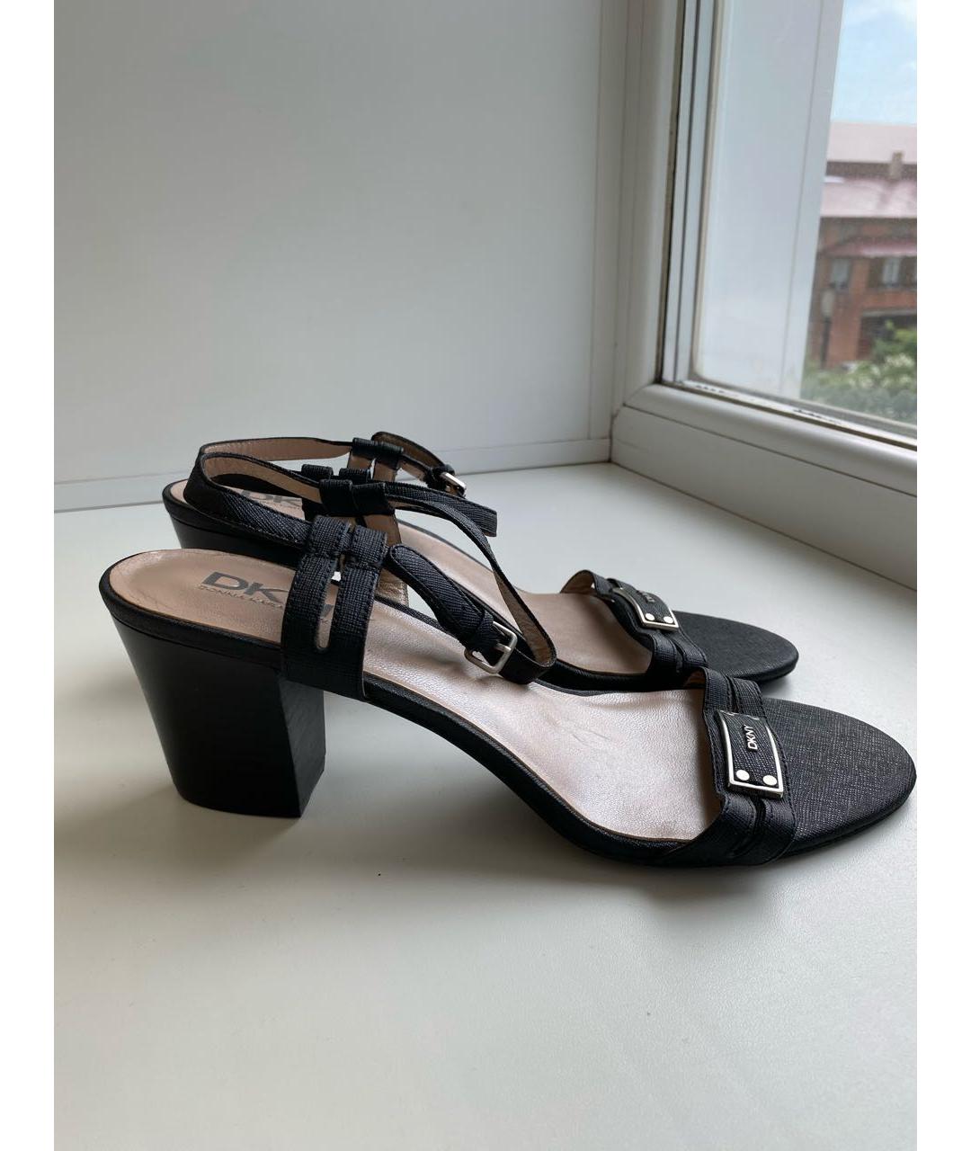 DKNY Черные кожаные босоножки, фото 8