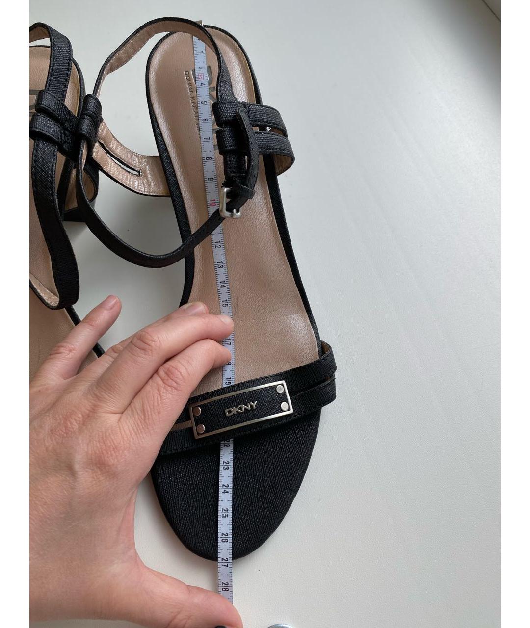 DKNY Черные кожаные босоножки, фото 7