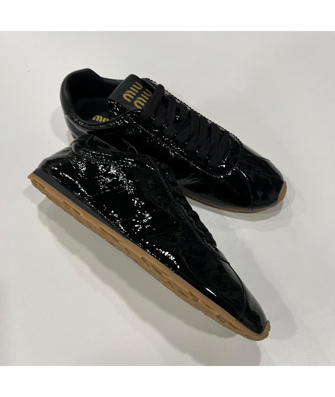 MIU MIU Черные кожаные кеды, фото 4