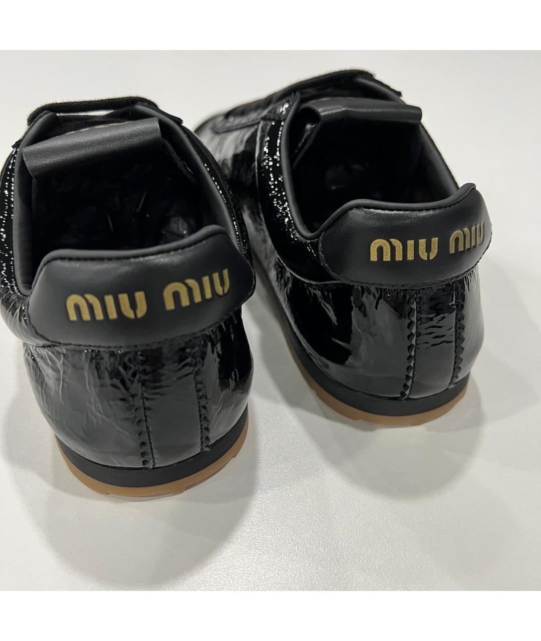 MIU MIU Черные кожаные кеды, фото 2