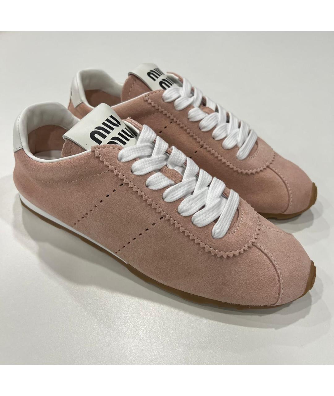 MIU MIU Розовые замшевые кеды, фото 4