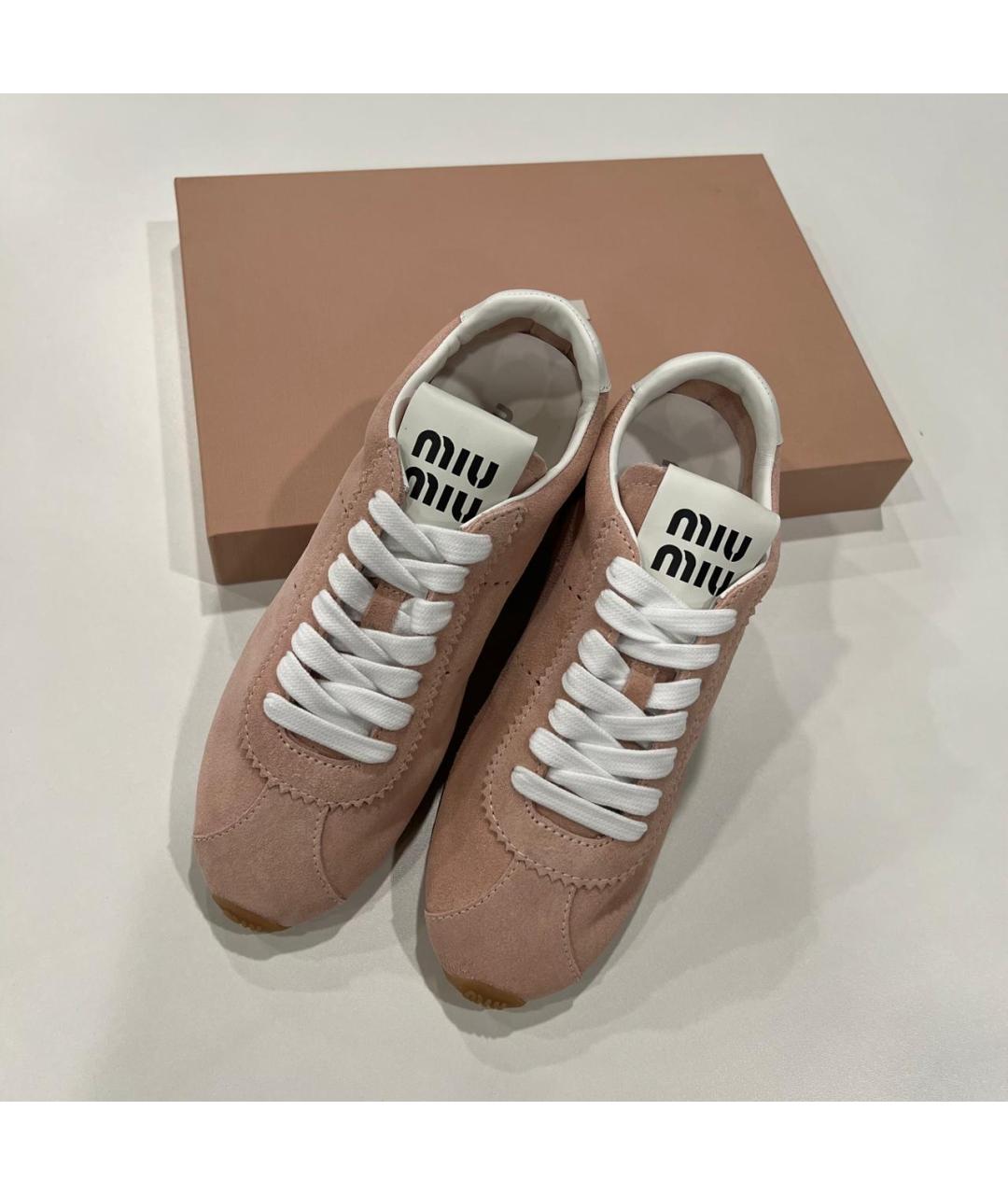 MIU MIU Розовые замшевые кеды, фото 3