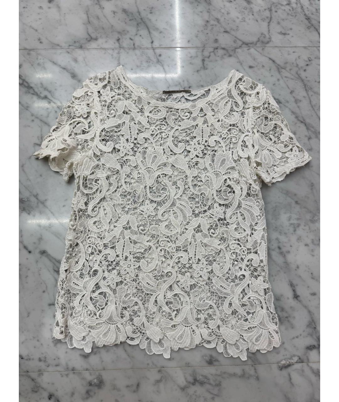 ERMANNO SCERVINO Белая кружевная футболка, фото 4