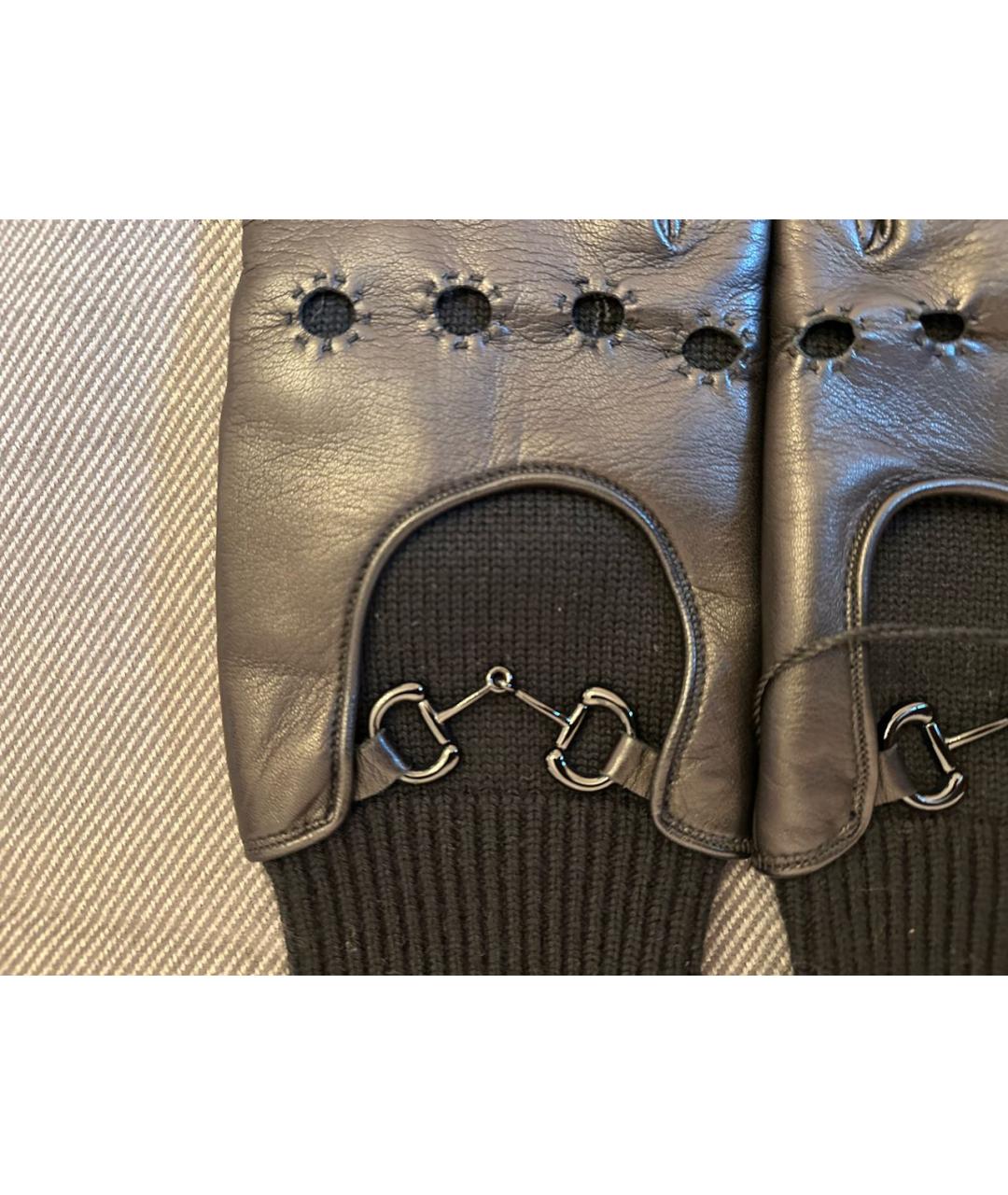 GUCCI Черные кожаные перчатки, фото 3