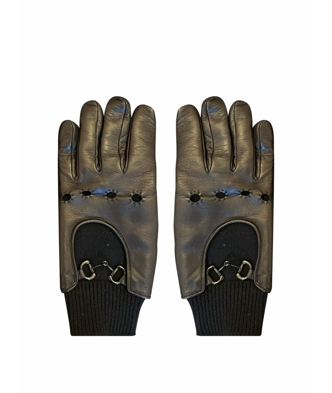 GUCCI Черные кожаные перчатки, фото 1