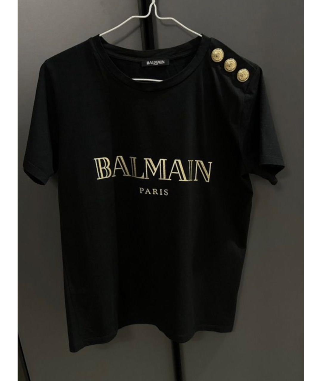 BALMAIN Черная хлопковая футболка, фото 4