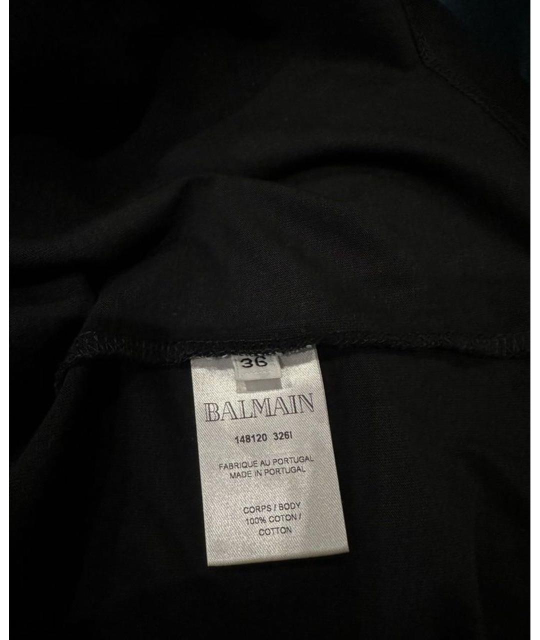 BALMAIN Черная хлопковая футболка, фото 5