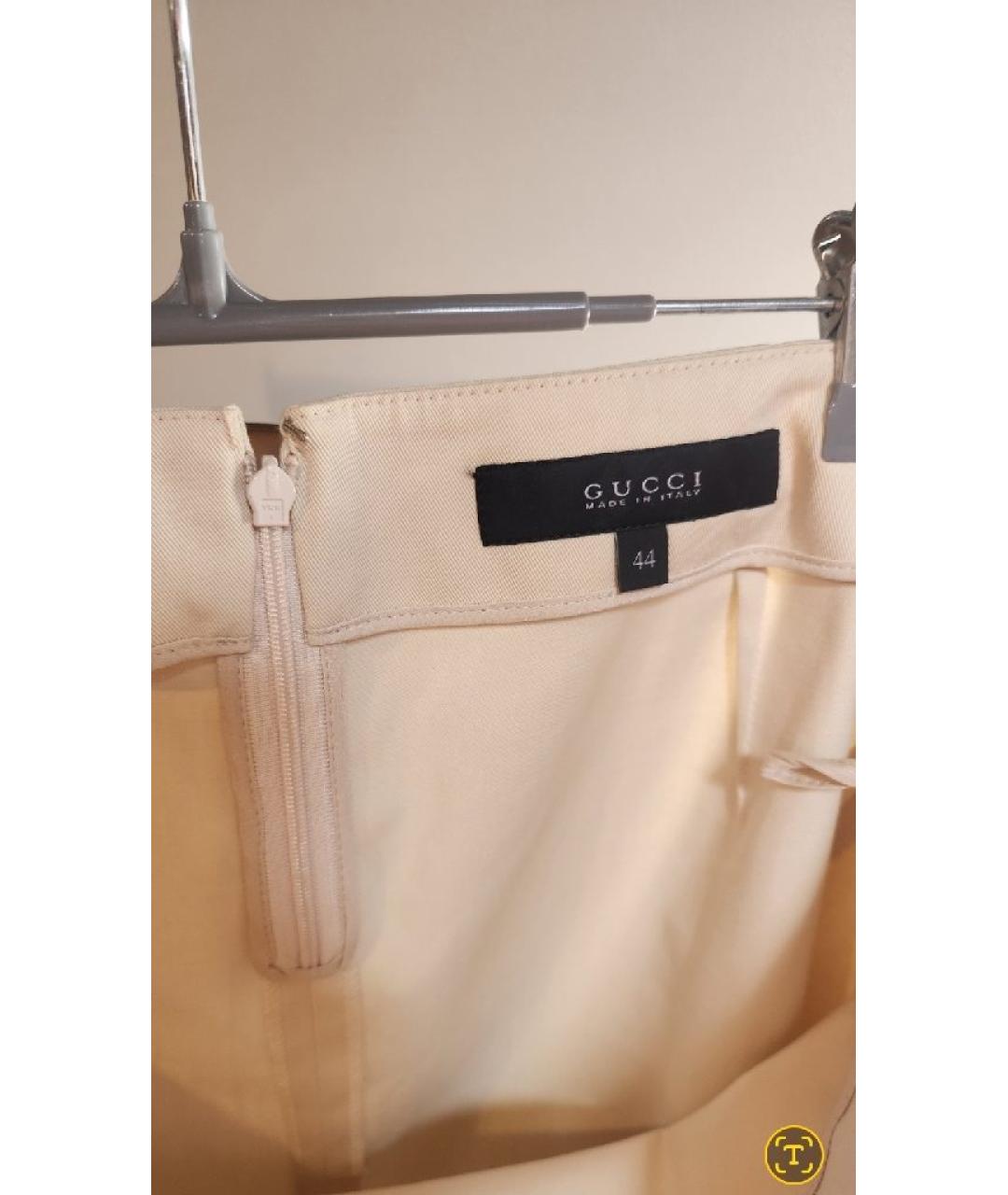 GUCCI Бежевая хлопковая юбка мини, фото 3