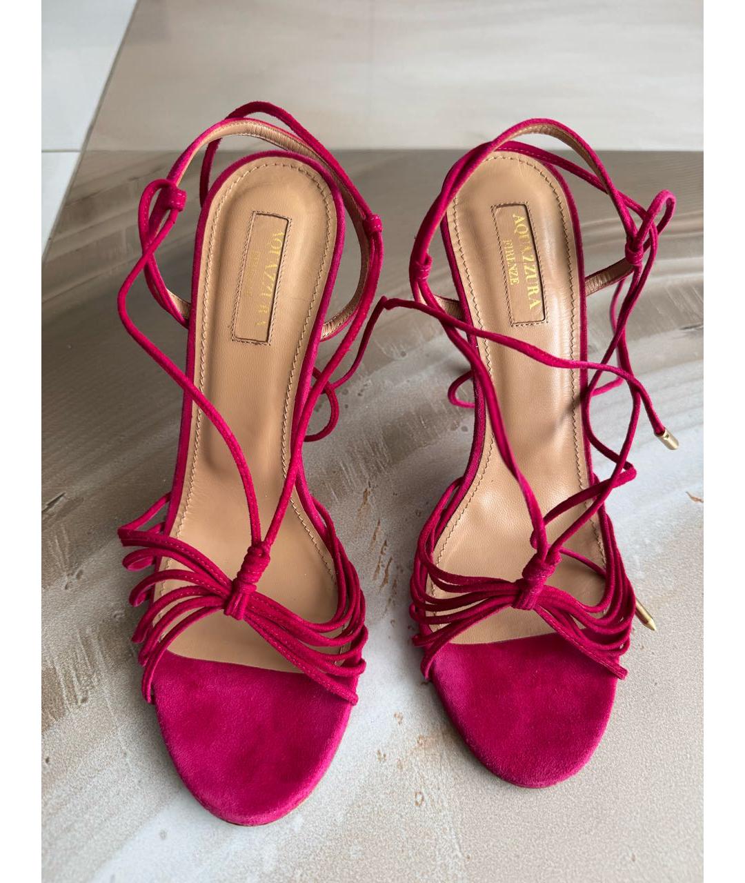 AQUAZZURA Фуксия замшевые босоножки, фото 3