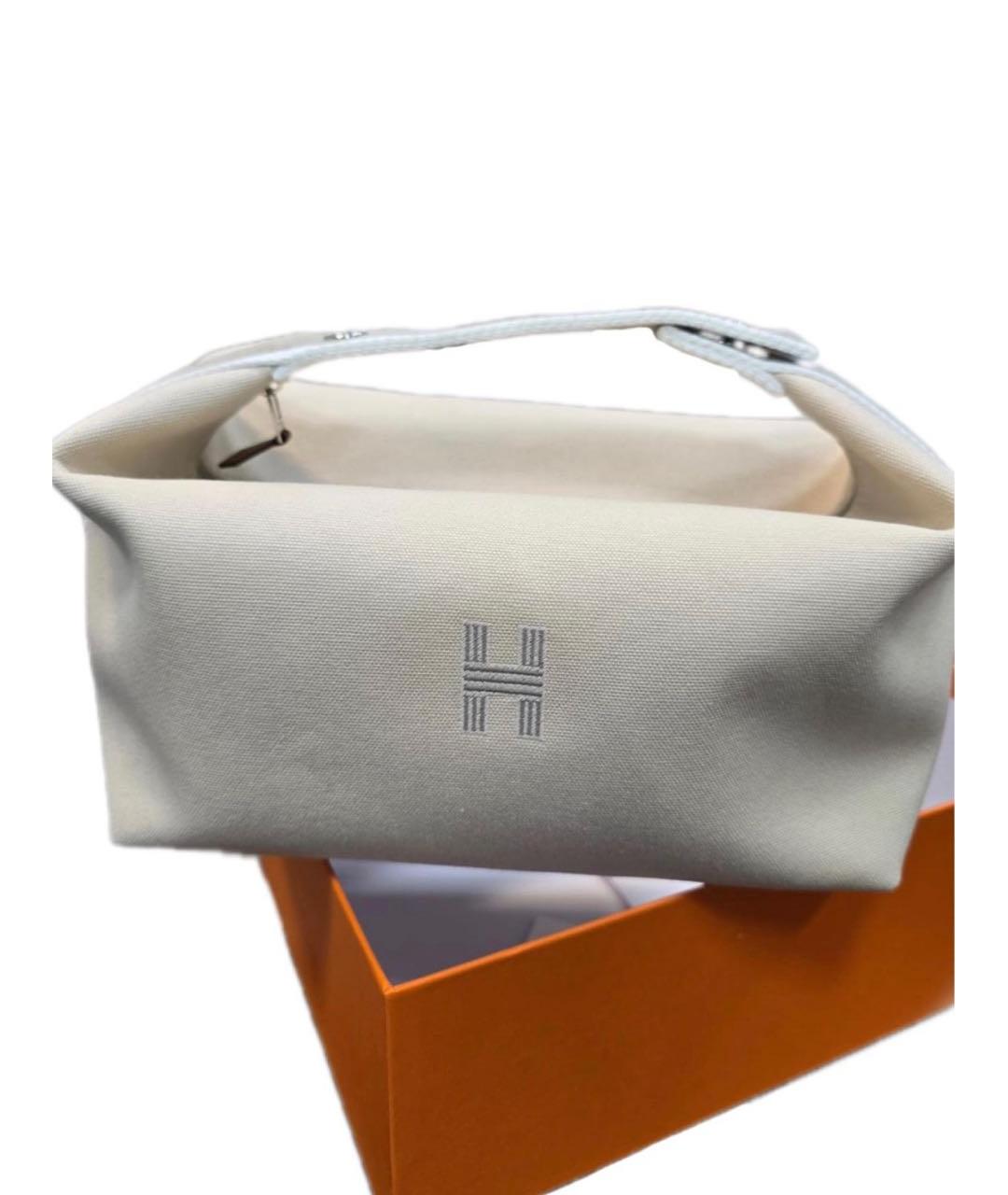 HERMES Бежевая кожаная косметичка, фото 3