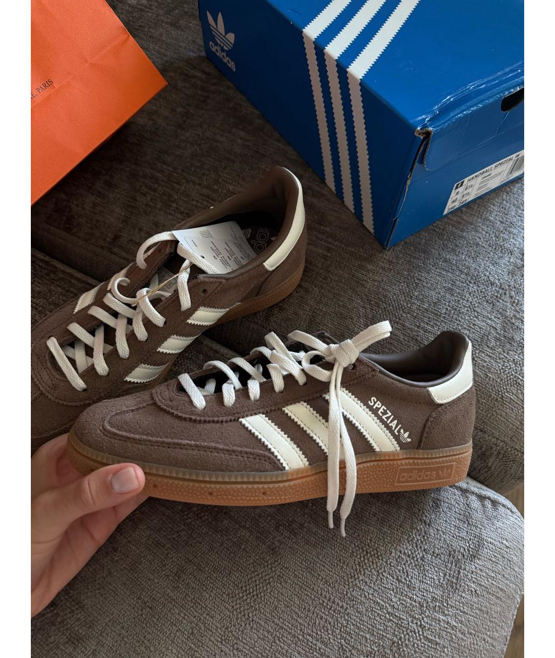 ADIDAS Коричневые замшевые кроссовки, фото 3