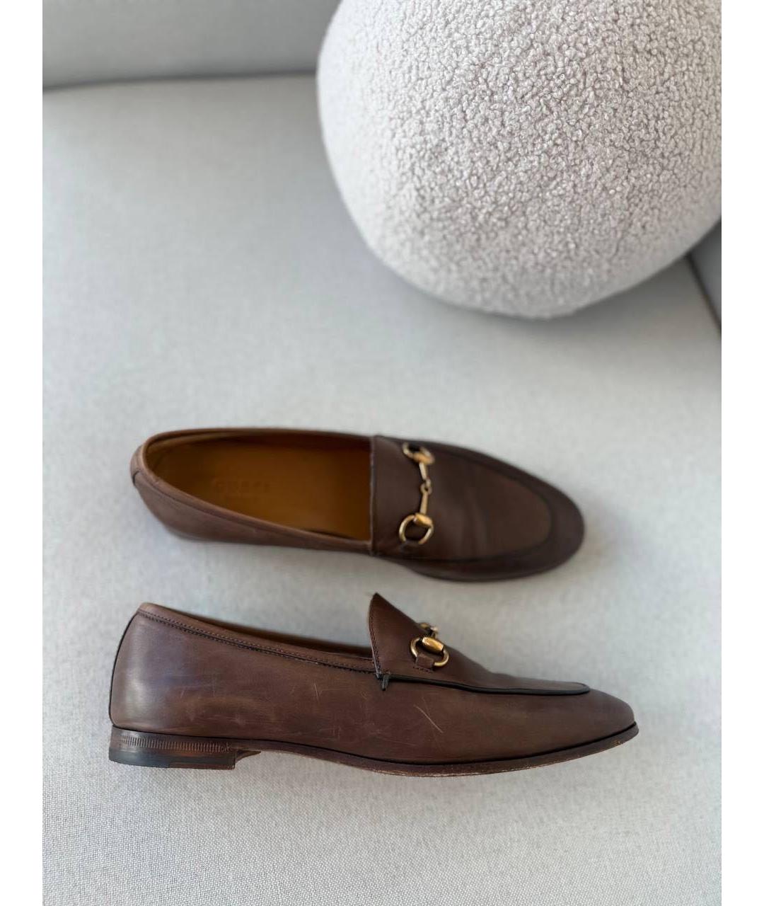 GUCCI Коричневые кожаные лоферы, фото 6