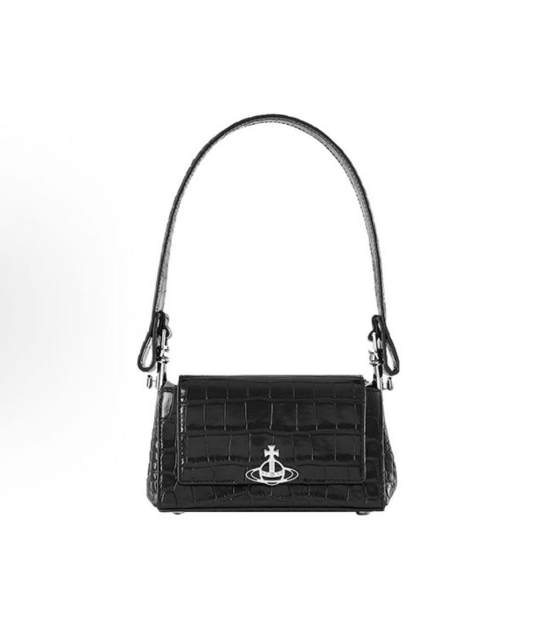 VIVIENNE WESTWOOD Черная сумка с короткими ручками из лакированной кожи, фото 2