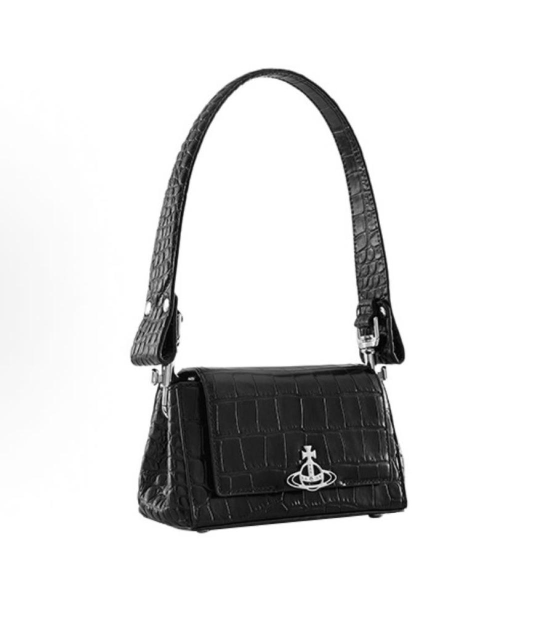 VIVIENNE WESTWOOD Черная сумка с короткими ручками из лакированной кожи, фото 4